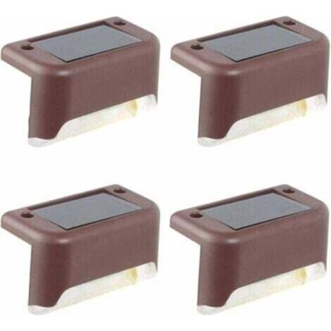 Lot de 4 lampes solaires pour terrasse IP65, luminaires LED étanches blanc froid, pour escaliers, jardins et clôtures. (1/4)