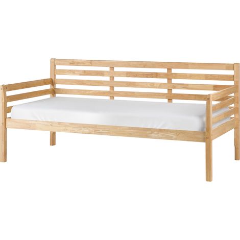 Sofá cama individual 90 x 200 cm con somier de láminas madera de caucho natural Theza