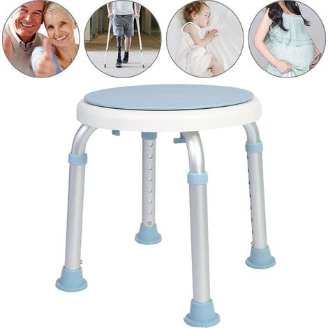 TolleTour Sgabello da Doccia Rotondo a 360°, Sedile per Vasca Regolabile in Altezza, Piedini Antiscivolo, Max 136kg (1/5)