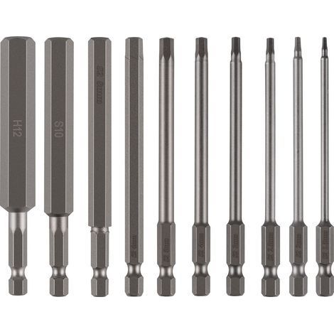 10 embouts à douille hexagonale large de 100mm 1.5-12mm, embouts de tournevis hexagonaux en acier S2, foret 1/4 (1/5)