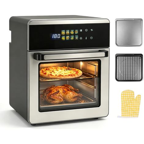 Friteuse sans huile 16L inox Airfryer XXL, four multifonction 8-en-1 Avec grilles et plaques incluses, idéal pour griller, rôtir et déshydrater avec une cuisson saine et rapide pour famille (1/5)