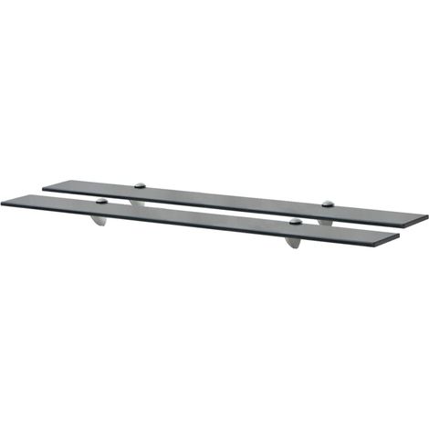 2 Étagères Tablettes en Verre 90 cm Noire à fixer pour une décoration moderne et épurée