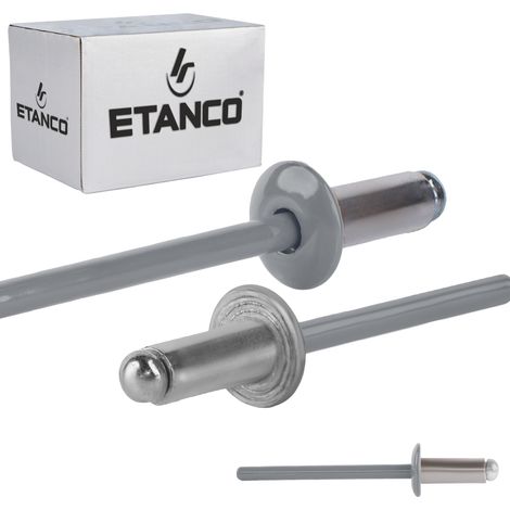 Rivets ouverts en aluminium 4x10mm RAL 9006 (1/5)