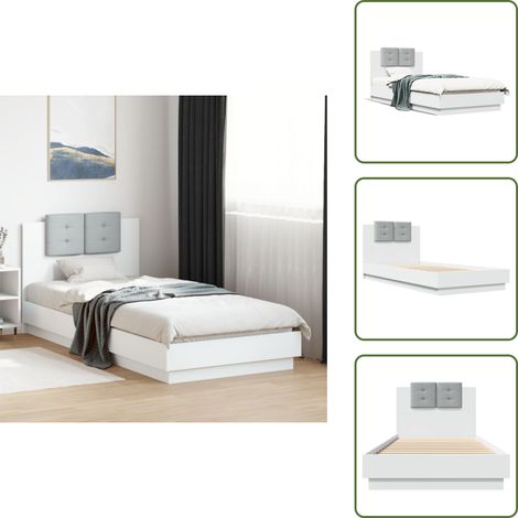 The Living Store Cadre de lit sans matelas blanc 100x200 cm - Lit Double - Cadre De Lit - Literie - Meuble Chambre - Design Moderne (1/5)