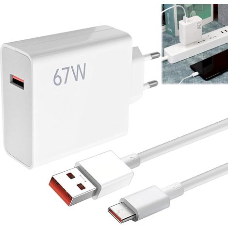 Caricabatterie rapido Xiaomi da 67 W, cavo Type-C Redmi da 67 W e 6 A, caricabatterie Mi Turbo, caricabatterie da 67 W per Xiaomi 14, 13, 12, 12T, 12S Pro Lite, Redmi Note, K60, K50, 11, 11S, 12 Pro P