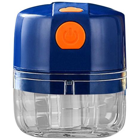 Hachoir à ail électrique, presse-ail, hachoir à poivrons, piments, légumes, noix, viande, robot culinaire, hachoir pour la cuisine (bleu) (1/5)