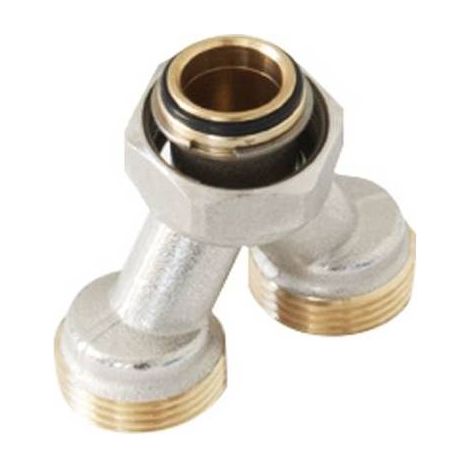 RACCORD EN Y AVEC RONDEL ET RACCORDS 3/4"x18 TIEMME Dimension : G3/4"  3/4"x18