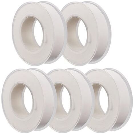 White, 5 Rolls 15mm x 15m Industrial Plastic PTFE Tape Teflon Threaded Plumbers Sealing Tape Waterproof and Leak Proof Household Pipe Shower Head Water Pipe