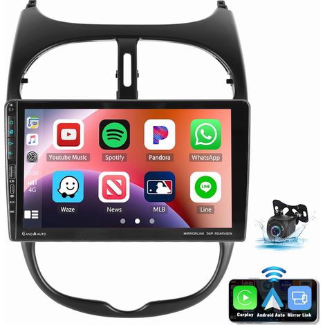 Pour Peugeot 206/206CC 2002-2010 Android 14 Autoradio GPS WIFI RDS USB Typc-C 2+32G CAM