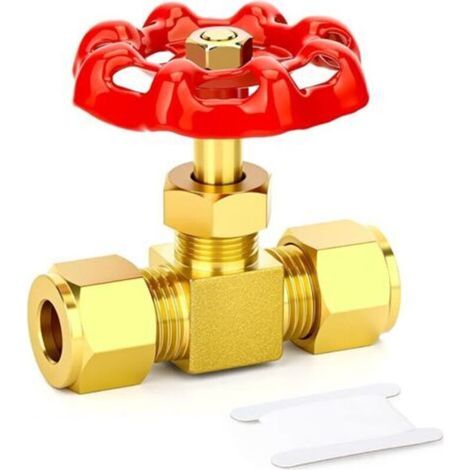 Brass Ball Valve with Shut Off Switch, 12mm OD x 12mm OD Compression Air Compressor Shut Off Valve for Water Oil Gas (1/5)
