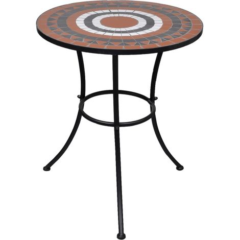 Bistro Table Terracotta and White 60 cm Mosaic vidaXL