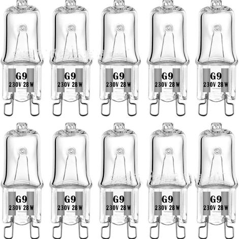 Ampoules halogènes G9 28W 230V 2700K Blanc Chaud Dimmable, G9 Ampoules Capsule pour lustres, appliques, lampes de table, Lot de 10 (1/5)