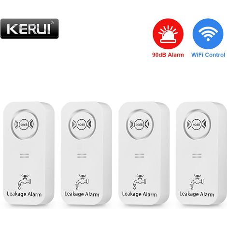 (4) Capteurs de fuite d'eau sans fil WiFi, alarme de 90 dB, alarme de goutte, adaptés aux cuisines et salles de bains. (1/5)