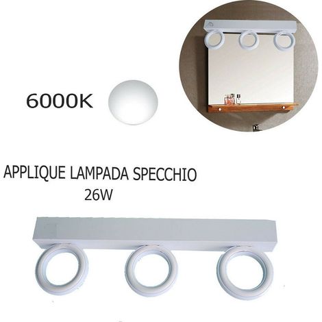 Trade Shop - Applique Lampada Moderno Da Parete Muro Specchio 26w Bagno 135 Led 2835 Smd Luce -