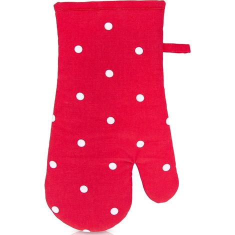 Cotton Oven Glove, Red Polka Dots, 32 cm, Magnetic (1/5)