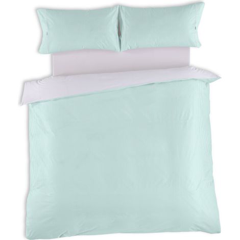 Greta. Conjunto de funda nórdica y funda(s) de almohada de percal color aqua. Cama de 150 (2 alm) cm. 3 piezas (1/4)