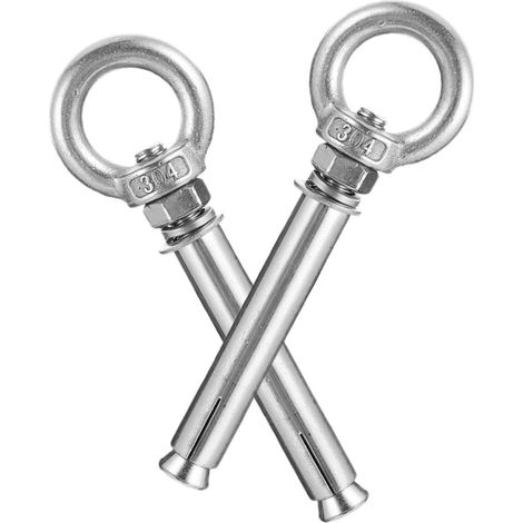 Vis d'expansion Healeved M10 en acier inoxydable avec crochet fermé, 2 pièces, fixation très