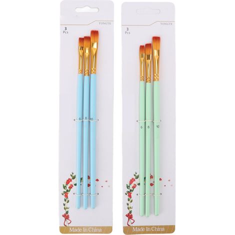6 pinceaux plats nylon à poils souples, manche en peuplier, virole aluminium, nettoyage facile, idéal pour peinture à l'huile et artistes. (1/5)