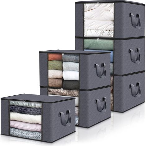 bolsas de almacenamiento, de tela no tejida, con ventana transparente y asas reforzadas, para dormitorio, armario o edredón. (1/5)