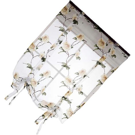 Rideaux semi-transparents style store romain pour la maison, motif floral jaune, pour la maison. (1/5)