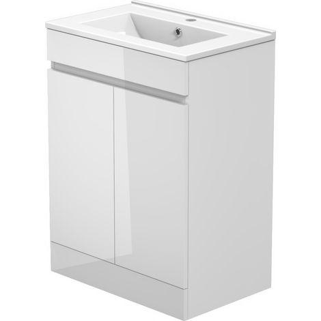 Floorstanding 600mm Bathroom Vanity Unit without Basin Cabinet 2 Doors Flat Pack (1/4)