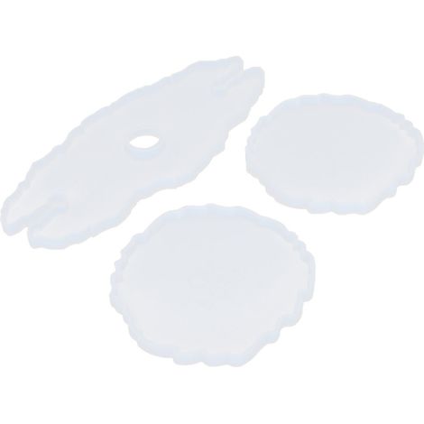 Ensemble de 3 moules à vin et sous-verres en silicone, formes irrégulières, pour la création de cristaux et de résine époxy.
