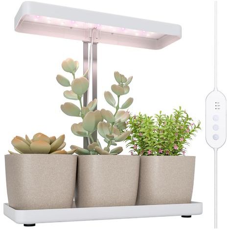 Lampe horticole LED 42 LED avec 3 pots, minuterie et éclairage à intensité variable, 45 x 18,8 x 47,8 cm, blanche (1/5)