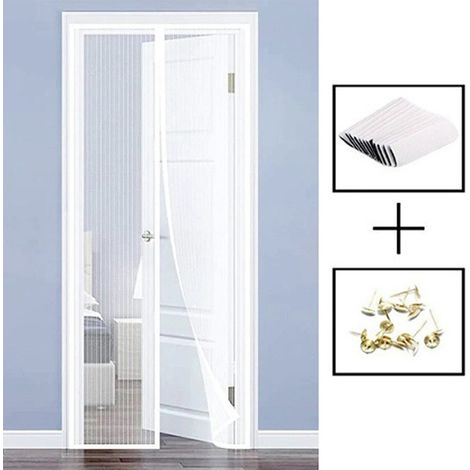 Moustiquaire magnétique auto-obturante pour porte, fenêtre moustiquaire, balcon, convient aux animaux et aux enfants, 100x210cm, blanc (1/5)