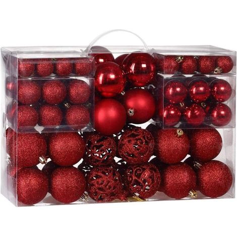 Pack of 100 Sturdy Plastic Christmas Balls Indoor Outdoor Christmas Decoration Red Tree Decoration