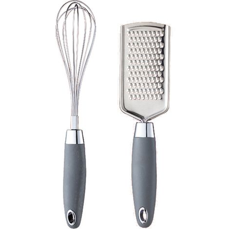 Ensemble Ustensiles Cuisine - Acier Inoxydable Noir - Poignées Souples Antidérapantes - Pour Cuisson Et Service - Lot De 2 (1/5)