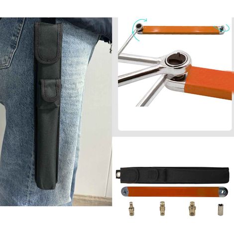 Kit clé à cliquet d'extension déportée 3/8 39 cm polyvalente universelle acier carbone orange avec 3 rallonges (1/5)