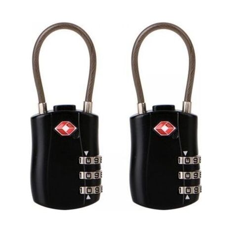 Lot de 2 Cadenas pour Bagages TSA, Cadenas de Voyage à 3 Chiffres, Cadenas à Combinaison, Cadenas à Code pour Valise de Voyage, etc. (Noir) (1/5)