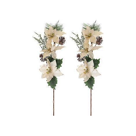 2 Stück Weihnachtsblumenstiele, Weihnachtsblumendekoration, Weihnachtsblumenstecker (wie abgebildet 3)