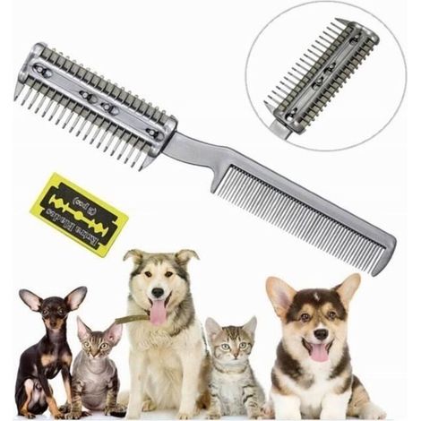 Rasoir manuel avec peigne pour animaux de compagnie, tondeuse à double extrémité, peigne de coupe de cheveux pour chiensxQP4328