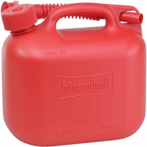 Jerrican essence ethanol E10 avec bec verseur 5L bouchon sécurité enfant à visser bidon rouge