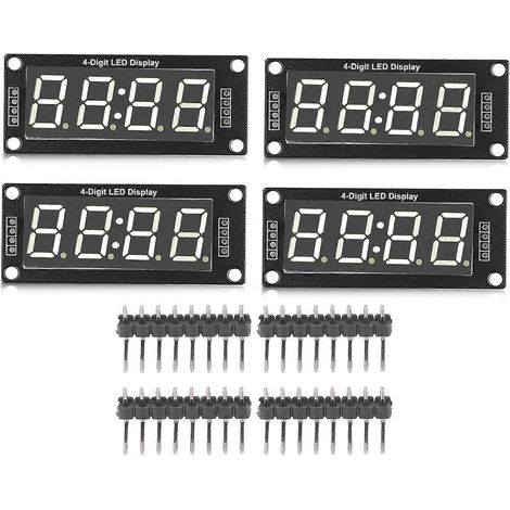 Lot de 4 panneaux d'affichage numériques à 4 chiffres, tubes LED, module d'horloge à 7 segments TM1637, blanc 0,56 pouce MRA041B (1/4)