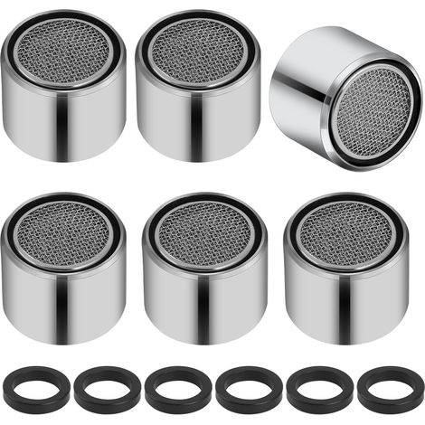 Lot de 6 aérateurs pour robinet d'évier (22 mm), avec filtre pour lavabo de salle de bain et de cuisine, coque en laiton, filetage femelle et joint inclus. (1/5)