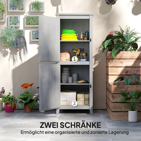 Abri de jardin en bois, cabanon compact pour rangement d'outils et matériel de jardinage avec portes sécurisées, gris clair (1/4)