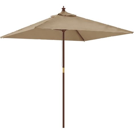 vidaXL Ombrellone da Giardino con Palo in Legno Tortora 198x198x231 cm (1/5)