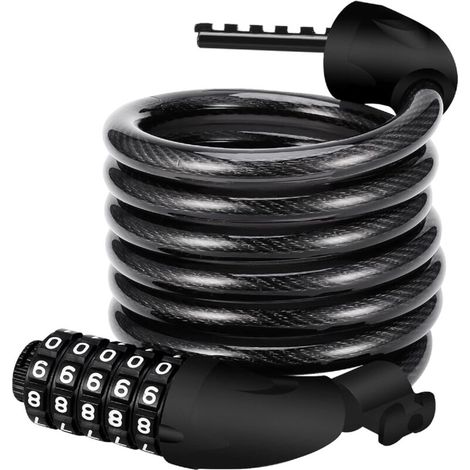 Antivol Velo,Cadenas de velos Long 120cm x 12mm,Câble Antivol pour Vélo avec 5 Chiffres Intelligente Code, Verrouillage à Vélo Antivol