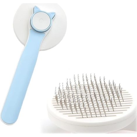 Brosse pour chats à poils courts et longs, brosse pour chats avec bouton de déverrouillage, brosse pour chiens pour éliminer les poils morts et le sous-poil.-AquaForge (1/5)
