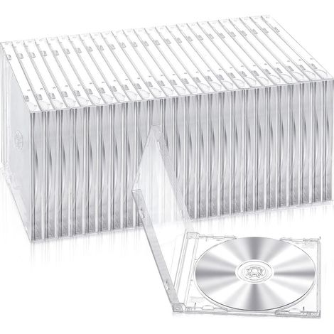 25 pièces boîtier cd standard simple housse cd transparente housse dvd protection remplacement transparente (1/5)