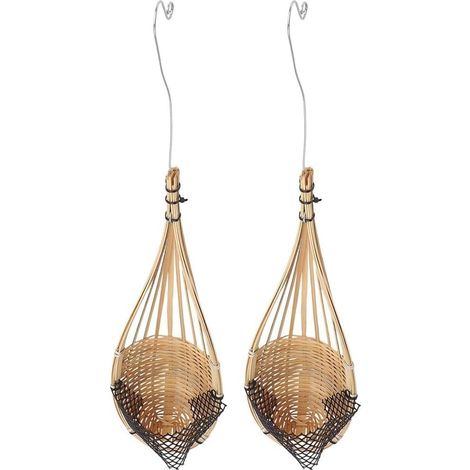 Paniers suspendus pour orchidées Jardinières aérées en rotin tressé et métal avec crochets, lot de 2 (1/5)