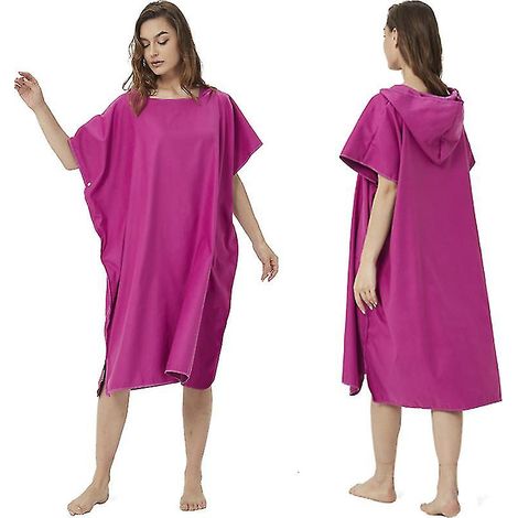 Peignoir de plage adulte à séchage rapide en microfibre, serviette de bain réversible molletonnée, cape de change pour bord de mer, taille unique, idéal été (1/4)