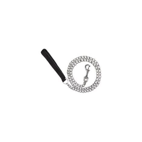 Correa para perros de 120 cm, antimordeduras, correa de hierro antimordeduras con asa, ancho de cadena de 0,4 cm - Crezuo
