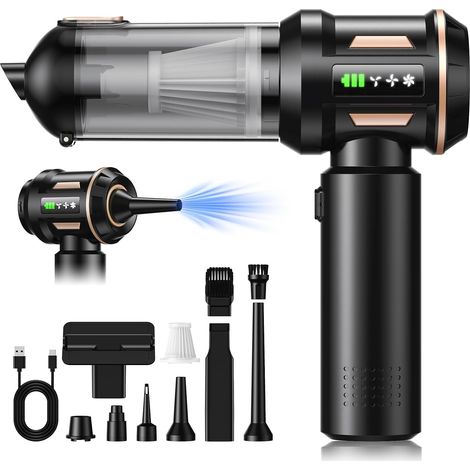 Aspirateur à Main Rechargeable,28000Pa Mini Aspirateur sans Fil, Vidage Automatique d'une Simple Pression, Adapté au Nettoyage des Domestique,des Bureaux et des Poils d'animaux (1/5)