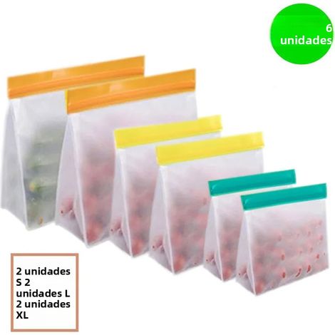 Sac de conservation alimentaire réutilisable en silicone PEVA, étanche, avec poinçon d'en-tête pour congélateur et sandwiches (1/4)