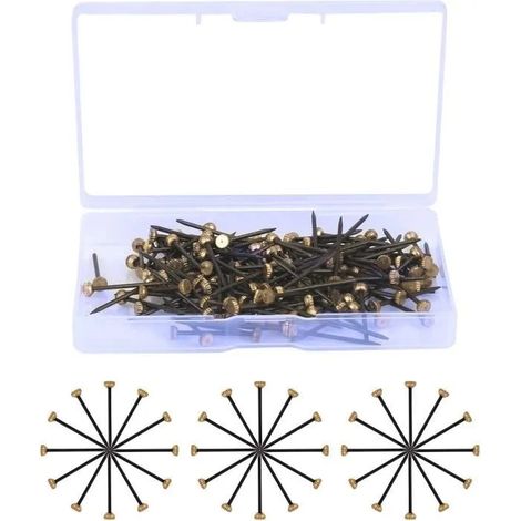 150 Pcs Clous de Fixation pour Cadre Image Miroir Tête en Laiton Antique Ongles Cuivré pour Mur Bois de Clou Métal Robuste (1/4)