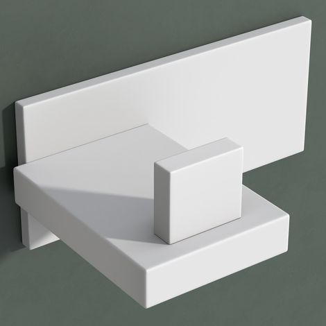 Mai & Mai Kleiderhaken 1 Stück Wandgarderobe Wandhaken aus Edelstahl Garderobenleiste Garderobenhaken 8cm Matt weiß Stalo-06 (1/5)