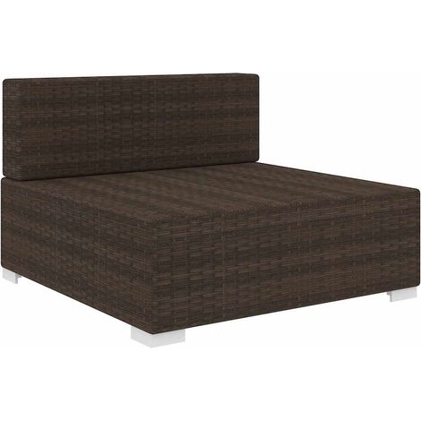 vidaXL Sofá modular central con cojines ratán sintético marrón (1/2)